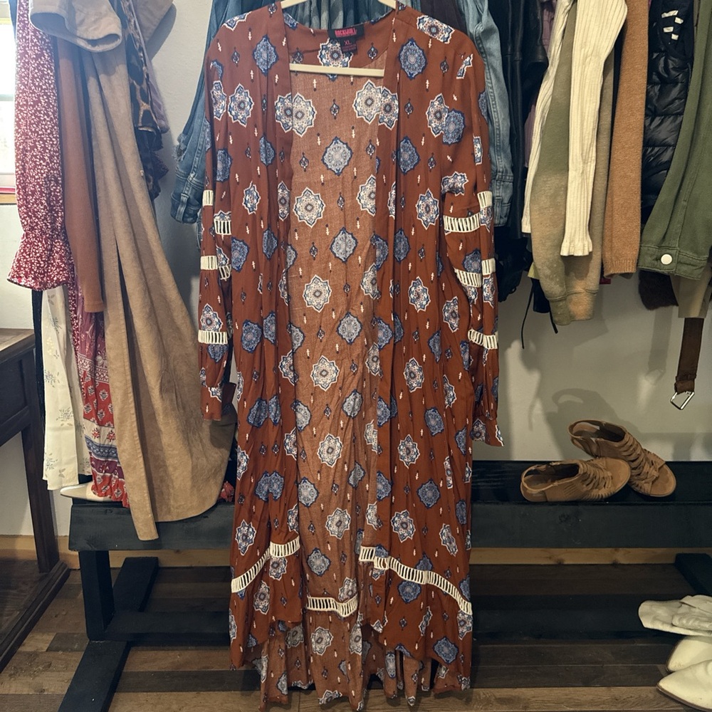 Western long cardigan